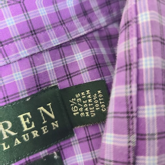 Ralph Lauren Classic Fit Purple Plaid Long Sleeve Button Down Shirt 16 34 - 35 - Picture 3 of 6